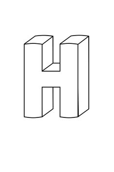 the letter h is made up of two cubes and one has a black outline