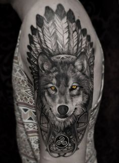 Wolf Tattoo Designs on Media Democracy Tattoos Masculinas, Native American Tattoos, Petit Tattoo, Girl Arm Tattoos, Tattoo Templates