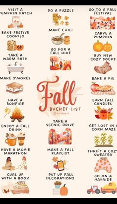 the fall bucket list is shown here