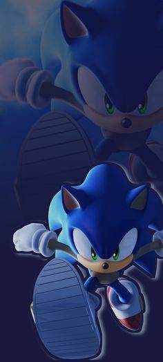 the sonic character is flying through the air