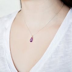 "Join my mailing list: http://eepurl.com/ci4wL and receive 10% off your next order! Find more of my jewelry on Instagram: Instagram: http://instagram.com/ruthiebeeeeee_jewelry Overview * Dainty lavender cubic zirconia necklace * Delicate alexandrite colored teardrop pendant * June birthstone * Handmade with cz and gold-filled or sterling silver chain * Simple, delicate necklace * Great birthday gift * Perfect for children or adults * Gifts Under 50 Details * Available in 15\", 16\", or 18\" leng Alexandrite Pendant, Beaded Wedding Jewelry, Alexandrite Necklace, Smoky Quartz Necklace, Smoky Quartz Pendant, Sapphire Earrings Studs, Sapphire Studs, Cubic Zirconia Necklace, Silver Jewelry Design