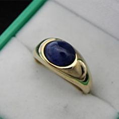 AAAA Blue Sapphire cabochon 9x7mm 2.89 Carati Anello in oro giallo 14k 8 grammi 0146 MMM - Etsy Italia