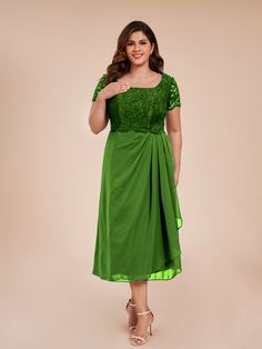 Moss Short Sleeves Dress, Lace Chiffon, A Line Shorts, Sleeves Dress, Mother Of The Bride Dress, Break In, Chiffon Skirt, Lace Bodice, Tea Length