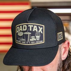 Lay down the law of the land with the Dad Tax Flat Bill Hat. Perfect for the dad who’s mastered the art of snagging fries, taking the best bites, and claiming that "dad tax" on all treats, this hat lets everyone know the rules. Shop the Collection of Dad Tax Graphics. Structured, low-profile cap with a flat bill Twill with Mesh Back Plastic snapback closure Center front Sublimated patch with satin stitch Sublimated under visor Grunt Style Woven Label on wearer's left side Tab woven label at closure Screen-printed seam tape Flat Bill Hat, Flat Bill Hats, Grunt Style, Woven Label, Woven Labels, Satin Stitch, Everyone Knows, The Rules, The Land