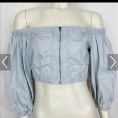 Bdg Urban Outfitters Brand Light Blue Denim Crop Top. Puffy Sleeves, Off The Shoulder. Nwt Denim Crop Top, Bdg Urban Outfitters, Puffy Sleeves, Light Blue Denim, Urban Outfitters Tops, Blue Denim, Off The Shoulder, Urban Outfitters, Crop Top