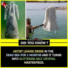 a poster with an image of a dress being hung in the water by someone else