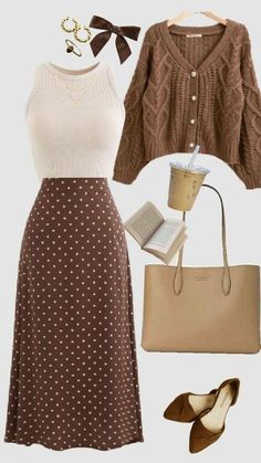 Modest Girly Outfits, Adrette Outfits, Stile Blair Waldorf, Fest Outfits, Design Moda, Everyday Fashion Outfits, Polka Dot Skirt