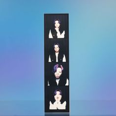 four different images of women in black and white on a blue background with the same color