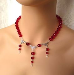 Siam Red Swarovski Crystal Globes & Sterling Silver Necklace Set Diamond Necklace Solitaire, Solitaire Diamond Necklace, Pandora Earrings, Diamond Solitaire Pendant, Set Rings, Diamond Watches, Diamonds Earrings, Beaded Jewelry Necklaces, Crescent Necklace