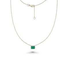 Solitaire Emerald Cut Emerald Necklace (1.35 ct.) in 14K Gold Diamond Tennis Necklace, 14k Yellow Gold Necklace, Solitaire Necklace, Solitaire Necklaces, Emerald Necklace, Rich Green, Emerald Gemstone, Jewelry Lover, Eternity Bands