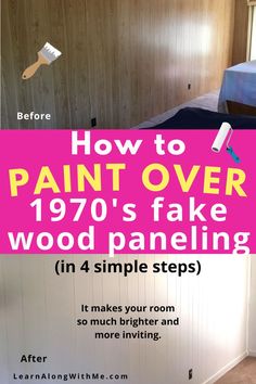 Follow these steps to paint over the wood paneling in your 1970's or 1980's home.

Our 70's house looked straight out of "That 70's Show." So much wood paneling. 
Over the few years we've owned it we've got pretty good at updating and making the rooms look brighter by simply painting the wood paneling. 
Check out our simple steps so you can brighten your old home too.

#paintingwoodpaneling How To Paint Over Paneling Walls, Update Old Paneling Walls Ideas, Painting Panelling Walls, How To Make Wood Paneling Look Modern Without Painting It, Faux Wood Paneling Makeover, Best Way To Paint Paneling, Painting Faux Wood Paneling, Painted Wood Wall Paneling, Painting 70's Wood Paneling