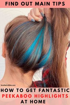 Pop Of Color Underneath Hair, Color Streaks In Brown Hair Short, Hair Color Only On Ends, Peak A Boo Color On Natural Hair, How To Do Underneath Hair Color, Under Hair Dye Sectioning, How To Peekaboo Highlights, Summer Peekaboo Hair, How To Add Peekaboo Highlights