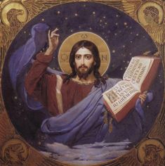 an image of jesus holding a book in his hands