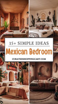 mexican bedroom decor with text overlay that reads 15 + simple ideas