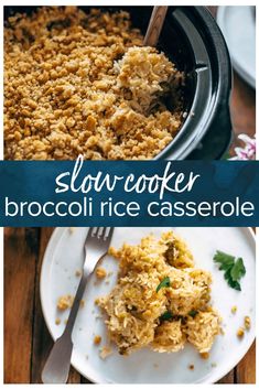 this slow cooker broccoli rice casserole is the perfect side dish