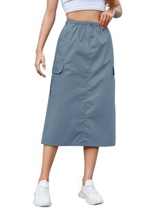 PRICES MAY VARY. Great material: Made of premium 100% cotton fabric, This Midi Long Cargo Skirt for women is soft, breathable, lightweight, and incredibly comfortable. Features: This Y2k Midi Cargo Skirt for Women features a high waist, front waist drawstring, classic 2 side pockets, It's designed for outdoor activities such as street, shopping, and parties. Versatile occasions: Perfect for casual wear, going out, school, street fashion, dating, travel, holiday, and summer trips, these jean skir Cargo Midi Skirt Outfit, Long Skirt Fall, Long Cargo Skirt, Midi Cargo Skirt, Plus Size Long Skirts, Midi Skirt Y2k, Midi Skirt Winter, Hiking Skirt, Midi Skirt Fall