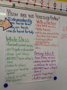 a white board with writing on it that says, how are we learning today?