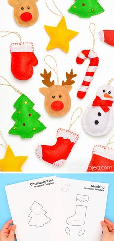 handmade christmas ornament craft for kids to make with paper, glue and felt