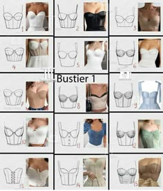 Corset Top Illustration, Types Of Corsets Style, Types Of Corsets, Bustier Dress Pattern, Quince Dresses Green, Bustier Pattern, 15 Dresses Quinceanera, Easy Dress Sewing Patterns