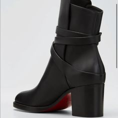 Worn Once Has Sole Protector On Louboutin Shoes, Christian Louboutin Shoes, Limited Time, Bootie Boots, Christian Louboutin, Ankle Boots, Women Shoes, Boots, Black