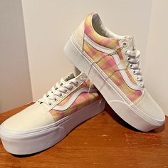 Brand New Without Box. No Visible Flaws Or Defects. Please See Photos For Details. Enjoy! Elevate Your Sneaker Game With These Vans Old Skool Platform Sneakers. The Pastel Picnic Plaid Design Adds A Playful Touch To Your Outfit, While The Lace-Up Closure Ensures A Secure Fit. Perfect For Any Occasion, Whether It's Casual Wear, Workwear, Or Activewear. These Sneakers Feature A Low-Top Shoe Shaft Style, With A Cushioned And Breathable Insole Made Of Fabric. The Rubber Outsole Provides Traction, An Vans Low-top Sneakers For Summer, Vans Summer Sneakers With Round Toe, Vans Sneakers For Summer, Vans Platform Sneakers For Summer, Vans Lace-up Sneakers For Summer, Vans Cushioned Sneakers For Summer, Vans Sneakers With Cushioned Footbed For Summer, Spring Vans Casual Sneakers, Comfortable Vans Sneakers For Spring