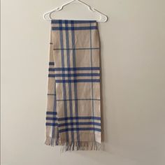 Gorgeous And Luxuriously Soft Cashmere Scarf, In Rare Blue Check Pattern. Fringe At Both Ends, Great Condition. Authentic! Comes From A Pet Free And Fragrance Free Home. Blue And White Check Scarf, Burberry Accessories, Blue Check, Fragrance Free, Cashmere Scarf, Check Pattern, Fragrance Free Products, Scarf Wrap, Scarf Accessory