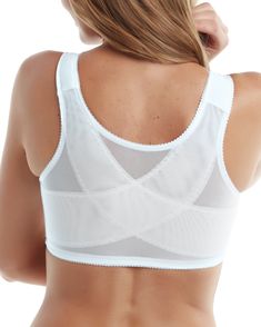 Great curves come with great responsibility. Look after your posture and support your form with the comfortable Plusform® Posture Bra. Designed specifically for fuller-figured women, this durable front-clasp bra relieves stress on the shoulders with wide comfort straps. It features full coverage under the arms to smooth at the sides, while a supportive crisscross power net comfortably has your back. • Bra with crisscross posture support and an easy front-clasp closure. • Crisscross back power ne Front Closure Bras For Older Women, Posture Corrector Bra, 2020 Clothes, Front Clasp Bra, Posture Bra, Posture Support, Posture Corrector, Look After Yourself, Full Coverage Bra