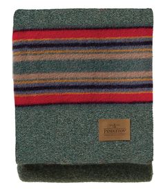 the pendleton blanket in green and red stripes