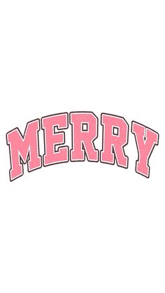 the word merry written in pink on a white background