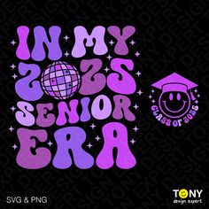 a purple and black poster with the words my son is senior gra on it