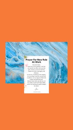 the prayer for now role at work book on an orange background with blue and white swirls