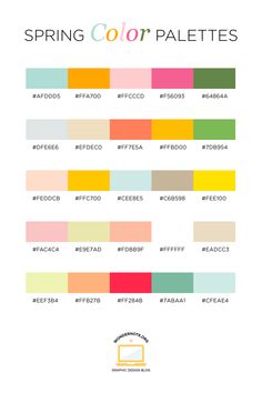 the spring color palettes are all in different colors