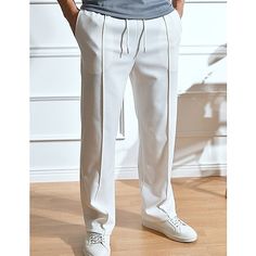 Season:Spring   Fall; Fabric:Polyester; Gender:Men's; Style:Casual,Fashion; Occasion:Daily,Going out,Outdoor; Fit Type:Regular Fit; Function:Breathable,Soft,Comfort; Waistline:Mid Waist; Pattern:Plain; Design:Drawstring,Elastic Waist; Pants Type:Joggers,Sweatpants,Trousers,Straight Leg Sweatpants,Pleated Pants; Front page:FF; Listing Date:09/05/2023; Hips:; Length:; Waist: Going Out Fashion, Straight Leg Sweatpants, Tuxedo Shirt Men, Womens Basic Tops, Mens Outdoor Jackets, Functional Clothing, Graduation Outfits, Mens Jogger Pants, Linen Shirt Men