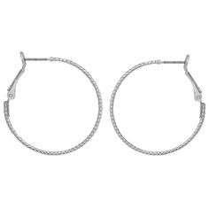 Treat yourself to these textured silver tone hoop earrings from Emberly. Click on this JEWELRY & WATCHES GUIDE to learn about fit, styles, materials and more! Treat yourself to these textured silver tone hoop earrings from Emberly. Click on this JEWELRY & WATCHES GUIDE to learn about fit, styles, materials and more! FEATURES Diameter: 31.5 mm Backings: click-it Metal: steel Plating: silver tone Finish: polished Nickel free Not appropriate for children 14 years old and younger. Size: One Size. Co Silver Hoop Jewelry With Lobster Clasp, Clip-on Round Metal Hoop Earrings, Silver Clip-on Hoop Earrings, Silver Metal Hoop Earrings For Anniversary, Metal Hoop Earrings With Ear Wire For Anniversary, Jewelry Earrings Hoops, Treat Yourself, Polished Nickel, To Learn