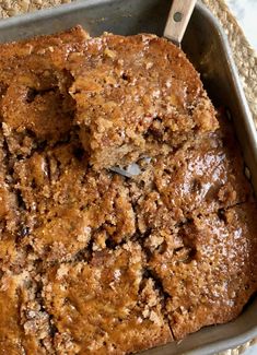 a close up of a cake in a pan