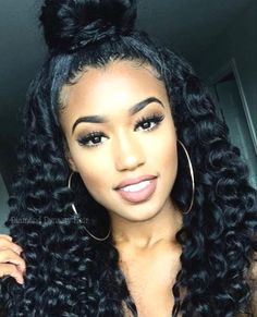 Half Up Half Down African American, Light Brown Hair Dye, Unice Hair, Brown Hair Dye, Curly Hair Extensions, Bundles With Closure, Great Hairstyles, Dope Hairstyles