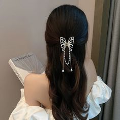 Tassel Claw Clips Pearl Butterfly Clips New Charms Fancy Hair Clips Metal Styling Accessories Claw Small Hair Claw, Hair Gift, Elegant Hair, Butterfly Clips, Fancy Hairstyles, Head Accessories, Hair Claws & Clips, Ponytail Holders, Elegant Hairstyles