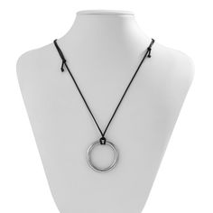 Decorate your neckline with the curved lines of this minimal pendant necklace crafted with a silver-plated circle pendant. 28.7'' L Sliding bead closure Silver-plated copper / yarn Minimal Pendant, Pendant Choker Necklace, Necklaces Vintage, Pendant Choker, Circle Pendant Necklace, Halo Pendant, Necklace Craft, Circle Ring, Vintage Women