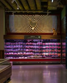 a display case filled with lots of food