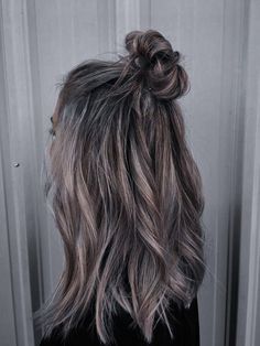 Brunette Hair Color Ideas To Hide Gray, Brunette Gray Transition, Incorporating Gray Hair, Face Framing Ombre Balayage Hair, Balayage Hair For Greying Hair, Greige Blonde Hair Balayage, Blonde To Mushroom Brown Hair, Mushroom Brown Hair With Grey Highlights, Dimensional Chocolate Blonde