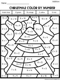 christmas color by number worksheet