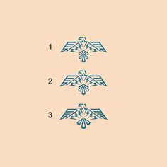 three birds are shown in blue on a beige background with the numbers 1, 2, and 3