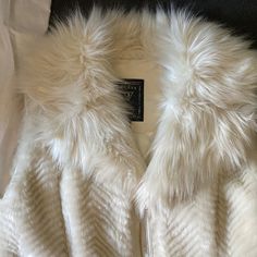 Size Small Off White Fur And Leather Vest With Silver Accents White Faux Fur Trim Outerwear For Fall, White Outerwear With Faux Fur Trim For Fall, Chic White Outerwear With Faux Fur Trim, Fur Clothes, Fur Clothing, White Fur, Leather Vest, Clothes Ideas, Fur Vest