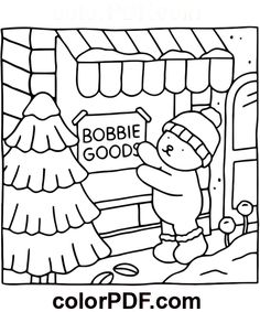 a coloring page for children to color with the words bubble good and a snowman