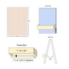 the diagram shows how to make a diy flower box from plywood and wood