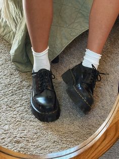 Docs With Ruffle Socks, Outfit With Low Doc Martens, Loafer Doc Martens, Dc Martens Loafers, Black Loafers Aesthetic, Doc Martin Loafers Outfit, Doc Platforms, Low Rise Doc Martens, Doc Martens 8053 Outfit