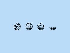 four different types of water icons on a blue background