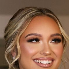 Eye Makeup Wedding Bridesmaid, Tan Wedding Nails For Bride, Bronzer Bridal Makeup, Bronze Blush Makeup Look, Hoco Makeup Red Dress, Bridal Makeup With Lash Extensions, Wedding Bridal Makeup Soft Glam, Airbrush Makeup Wedding Bridal, Prom Makeup Inspo Blue Eyes