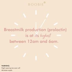 a pink poster with the words breastmilk production prolacitin is at its highest between 12am and 6am