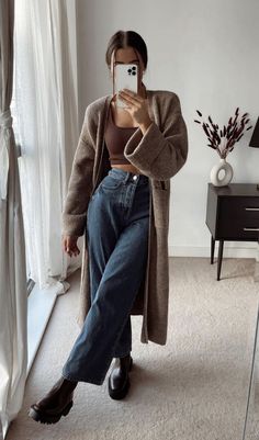 Long Cardigan Jeans Outfit, Outfit Shein, 2022 Outfits, Stile Casual Chic, Cardigan Outfits, Cute Fall Outfits, Outfit Inspo Fall